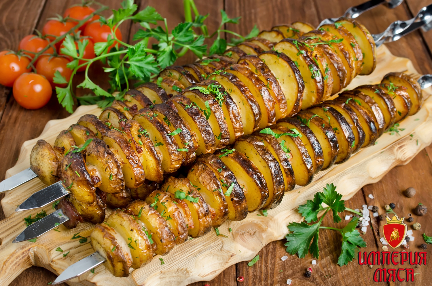 Potato skewers with bacon
